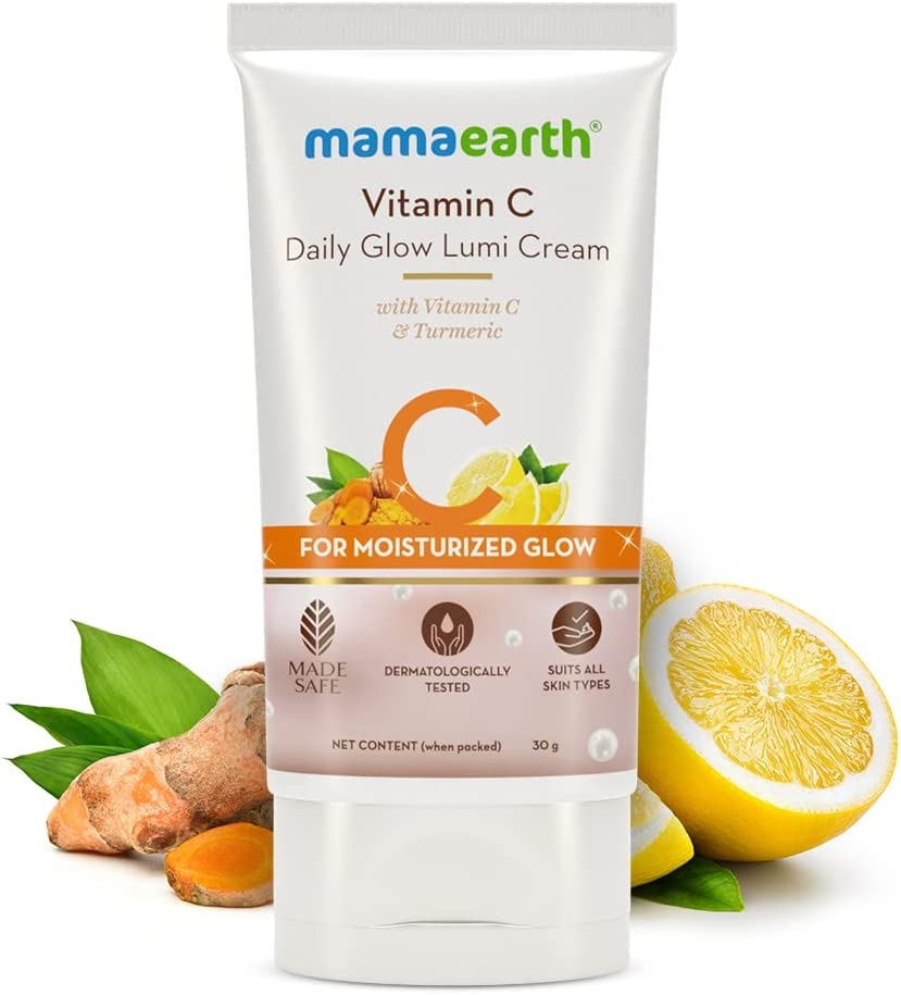 Mamaearth Vitamin C Daily Glow Lumi Cream with Vitamin C & Turmeric for Moisturizing Glow, Moisturizer with Highlighter - 30 g