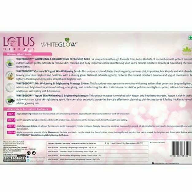 Lotus Herbals Whiteglow Insta Glow 4 In 1 Facial Kit, 160g