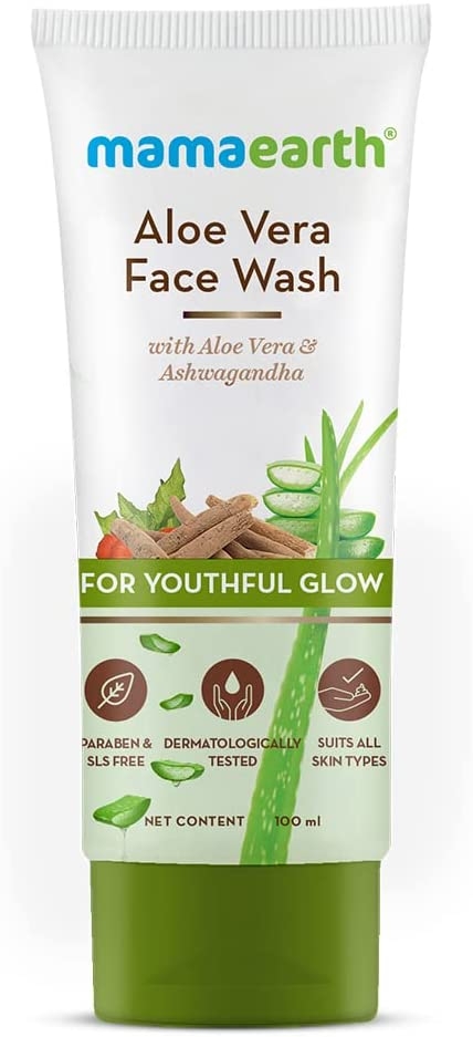 Mamaearth Aloe Vera Face Wash with Aloe Vera & Ashwagandha for a Youthful Glow - 100 ml