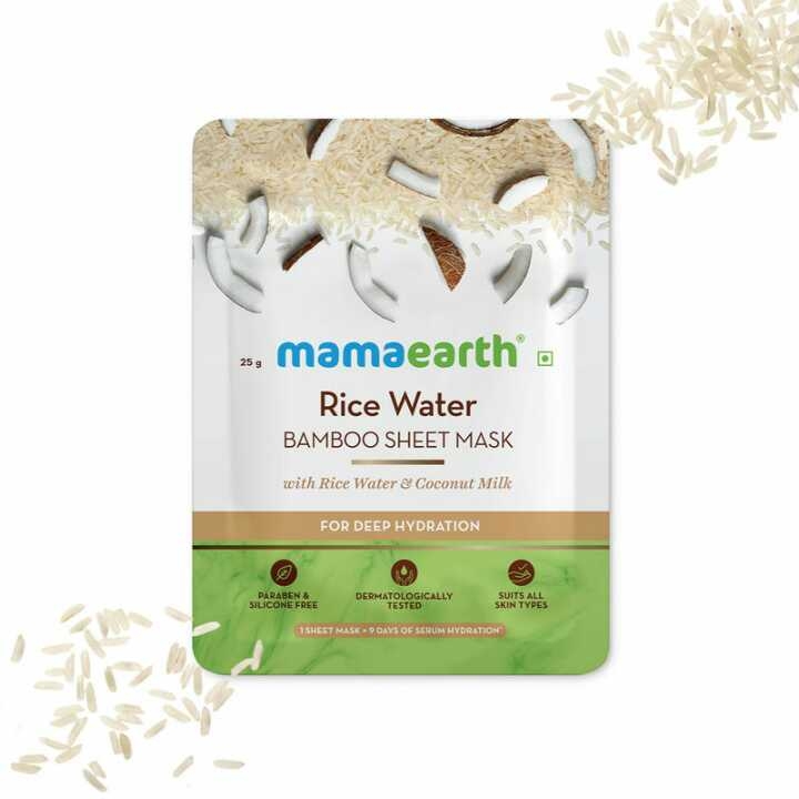 Mamaearth Rice Water Bamboo Sheet Mask with Rice Water & Coconut Milk for Deep Hydration - 25 g