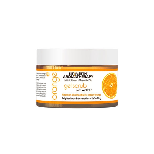 Kaya Seth Orange Scuber Keya Seth Aromatherapy Orange Gel Scrub, Vitamin C Enriched, Walnut Shell, Natural Exfoliation, Removes Dead Cells, Brightening, Rejuvenating, Refreshing, Soothing & Detox