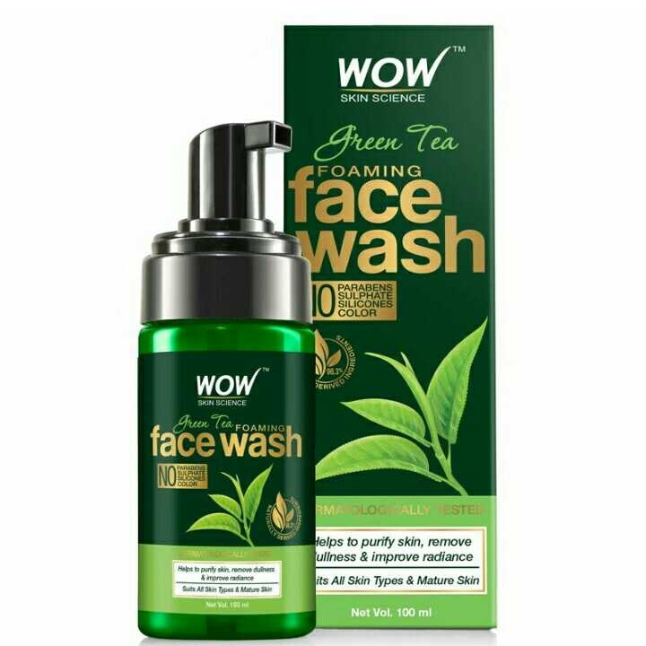 WOW Skin Science Green Tea Foaming Face Wash - With Green Tea & Aloe Vera Extract - For Purifying Skin, Improving Radiance - No Parabens, Sulphate, Silicones & Color - 150 ml