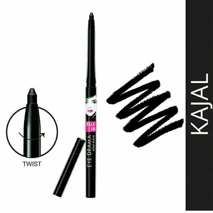 Elle 18 Eye Drama Kajal, Super Black, Smudgeproof & Waterproof, 0.35 g