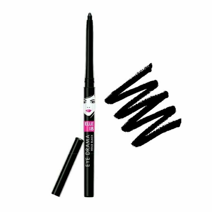 Elle 18 Eye Drama Kajal, Super Black, Smudgeproof & Waterproof, 0.35 g