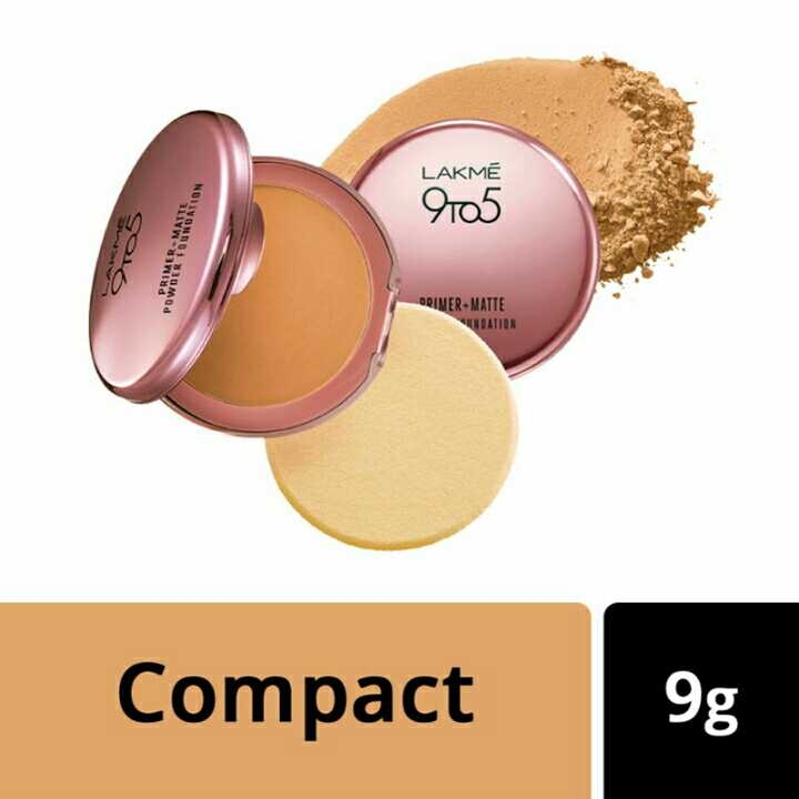 Lakme 9 To 5 Primer + Matte Powder Foundation Compact, Honey Dew