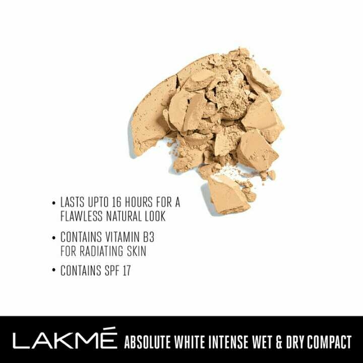 Lakmé Absolute White Intense Wet & Dry Compact, Rose cream 02, Long Lasting With Spf, 9 g