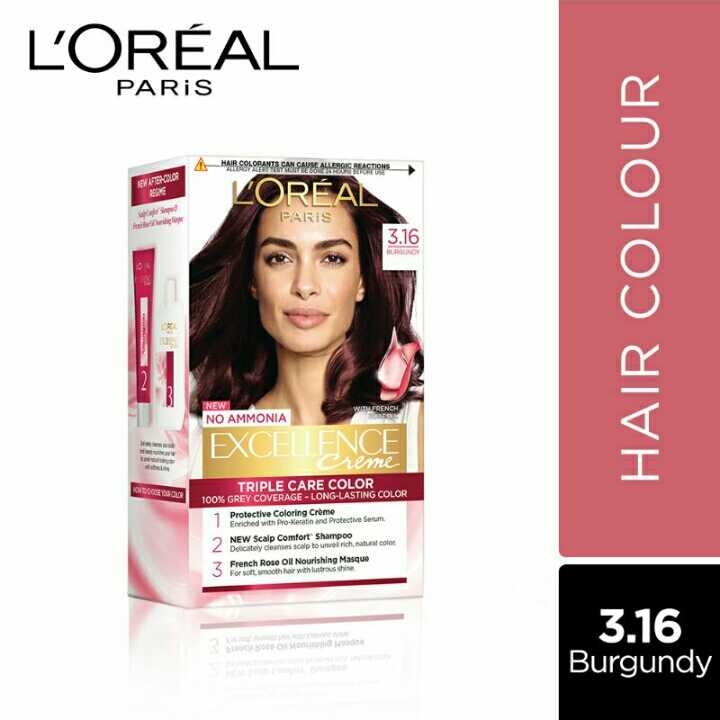 L'Oreal Paris Excellence Creme Hair Color, 3.16 Burgundy, 72ml+100g