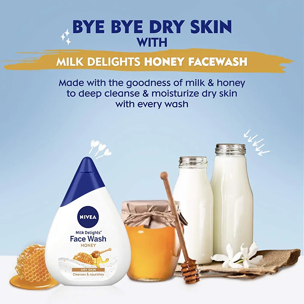 Nivea, Milk Delights Honey Nivea Women Face Wash For Dry Skin, Milk Delights Honey, 100ml