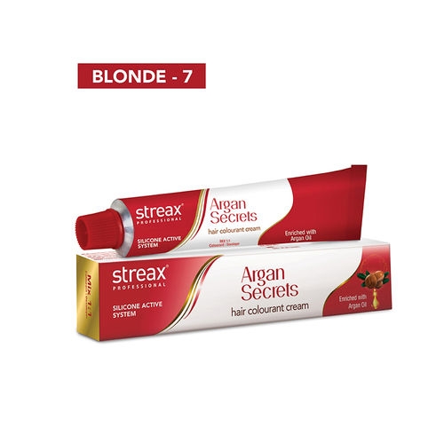 Streax Professional Argan Secrets Hair Colourant Cream - Blonde 7 (60gm)