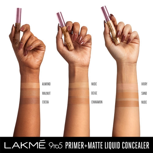 Lakme 9to5 Primer + Matte Liquid Concealer - 39 Cocoa