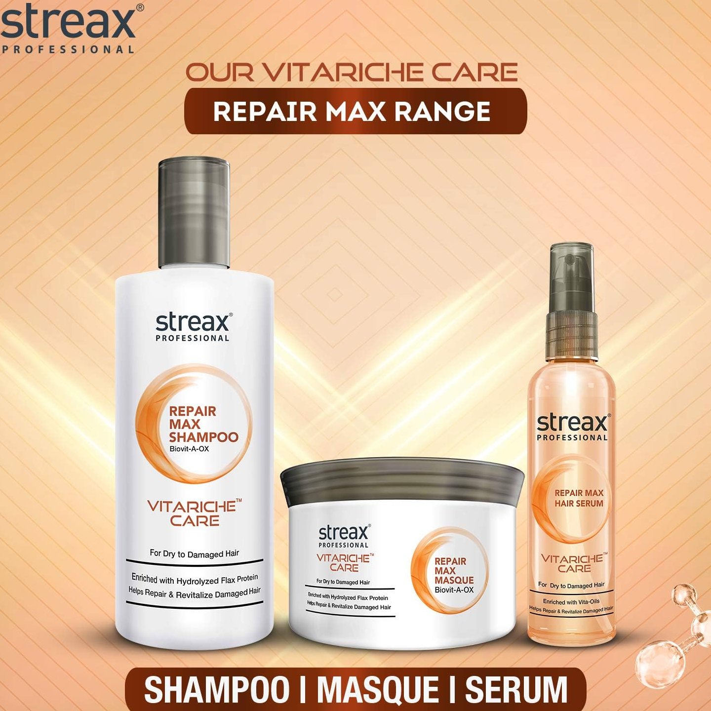 Streax Pro Vitariche Repair Max Shampoo, 300ml