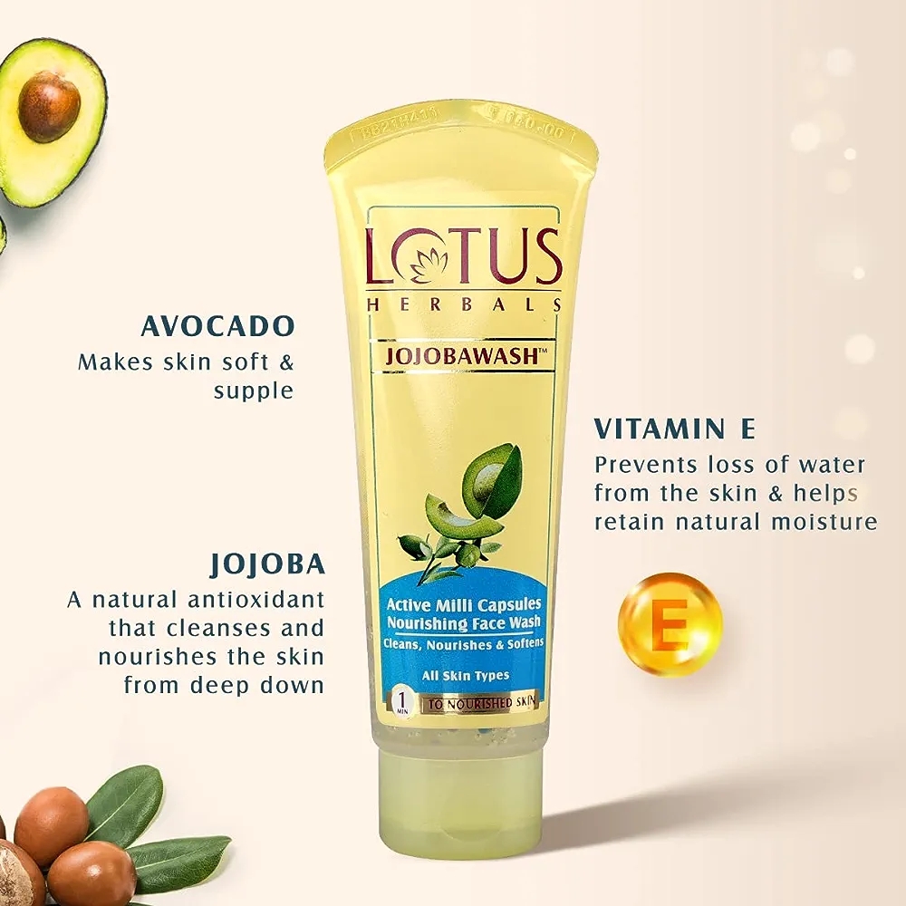 Lotus Jojoba Face Wash 120 Ml Lotus Herbals Jojobawash Active Milli Capsules Nourishing Face Wash 120ml