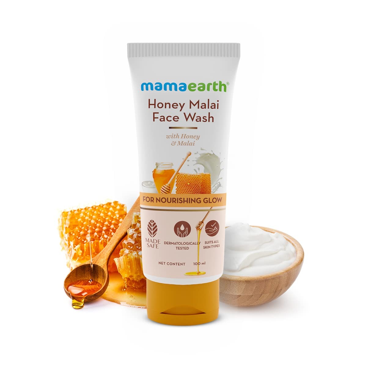 mamaearth Mamaearth Honey Malai Face Wash with Honey & Malai For Nourishing Glow 100 ml - 100ml