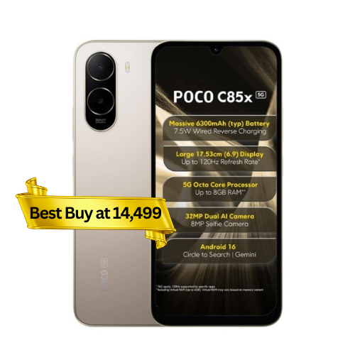 POCO C85X 5G Smartphone, Emerald Green, 4GB RAM, 64GB Storage