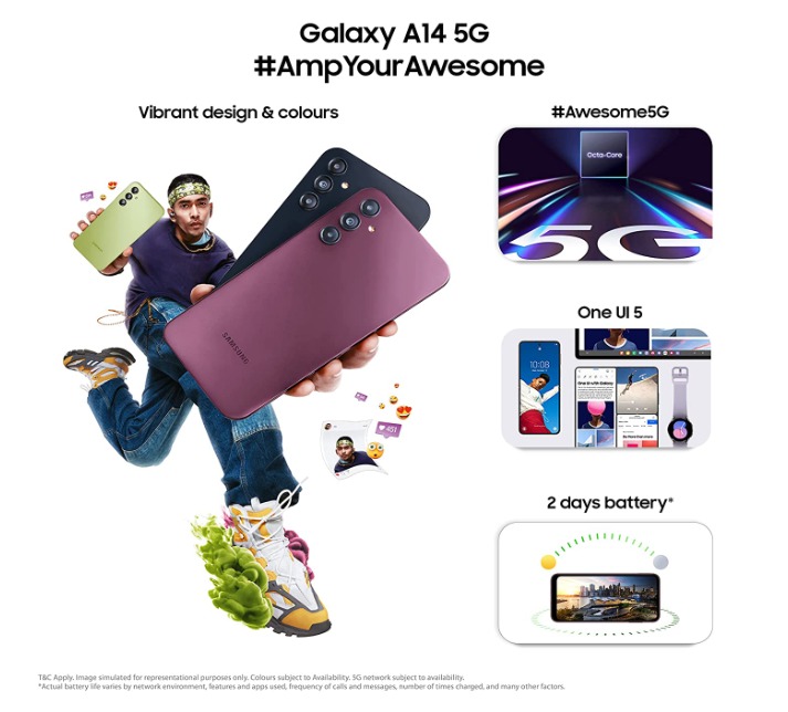 SAMSUNG Galaxy A14 5G (Dark Red, 64 GB)  (4 GB RAM) - dark red, 4GB-64GB