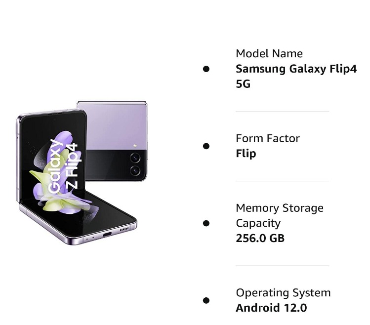 SAMSUNG Galaxy Z Flip4 5G (Bora Purple, 256 GB)  (8 GB RAM) - bora purple, 8GB-256GB