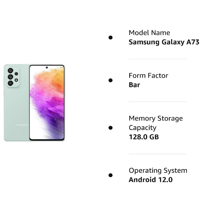 SAMSUNG Galaxy A73 5G (Awesome Mint, 128 GB)  (8 GB RAM) - awesome mint, 8GB-128GB