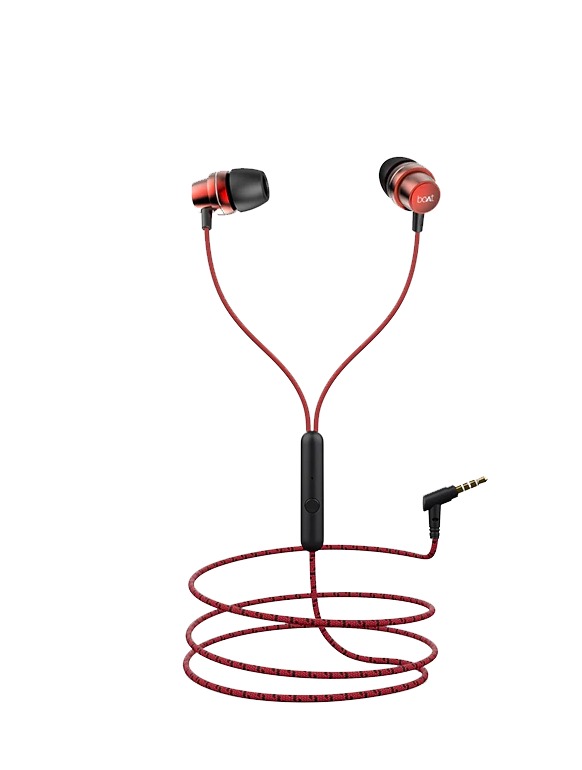 boAt BassHeads 182 Wired Headset  (Active Black, In the Ear)