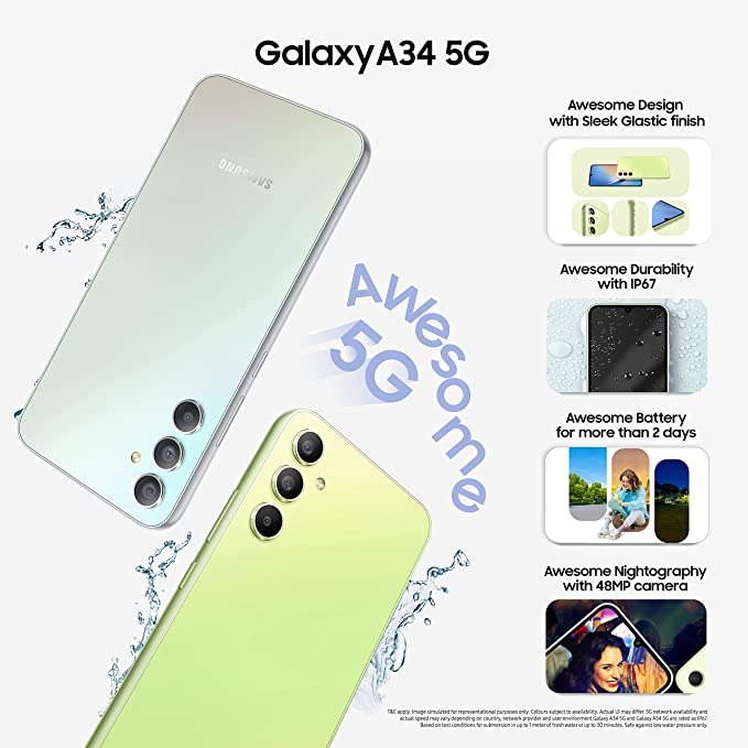 SAMSUNG Galaxy A34 5G (Awesome Lime, 256 GB)  (8 GB RAM) - LIME, 8GB-256GB