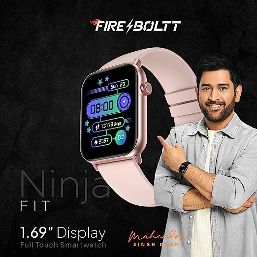 Fire-Boltt Ninja Fit Smartwatch Full Touch 1.69 & 120+ Sports Modes  - BEIGE, 1.68