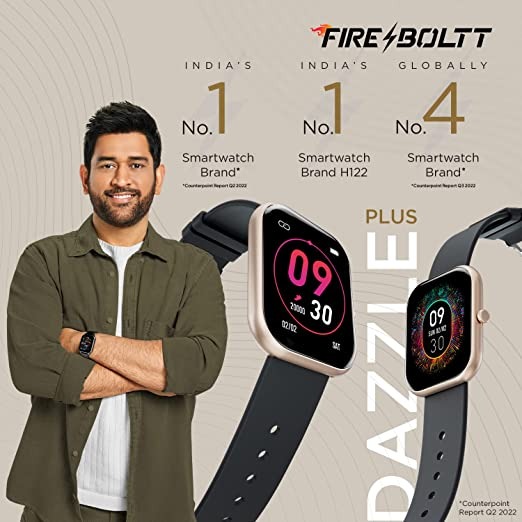 Fire-Boltt Dazzle Plus 1.81" Smartwatch Full Touch Largest Borderless Display & 60 Sports Mod - Black, 1.81