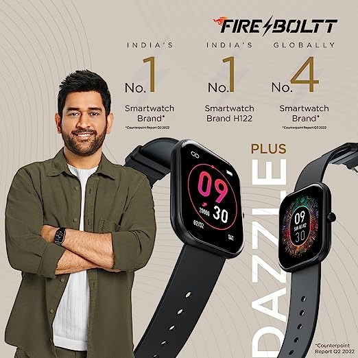 Fire-Boltt Dazzle 1.83" Smartwatch Full Touch Largest Borderless Display & 60 Sports Mode - Black, 1.83