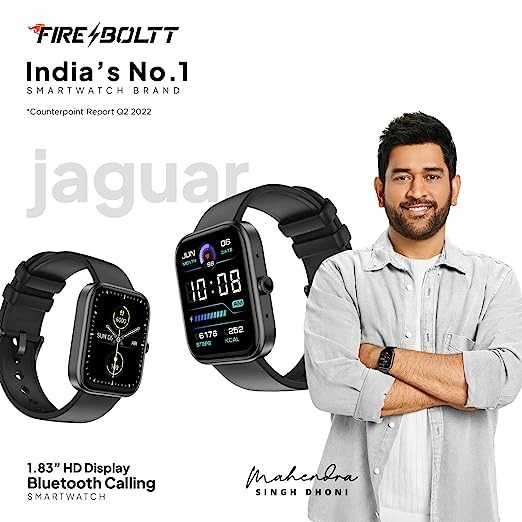 Fire-Boltt Jaguar 1.83 inch HD Display Smartwatch with Advanced Bluetooth Calling, 27 Sports Modes, 360 Health Suite, Built in Games and Multiple Watch Faces - Black, 1.83