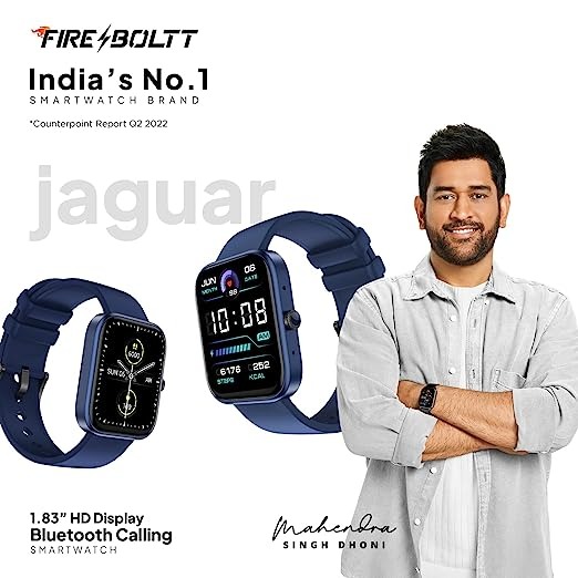 Fire-Boltt Jaguar 1.83 inch HD Display Smartwatch with Advanced Bluetooth Calling, 27 Sports Modes, 360 Health Suite, Built in Games and Multiple Watch Faces - BLUE, 1.83