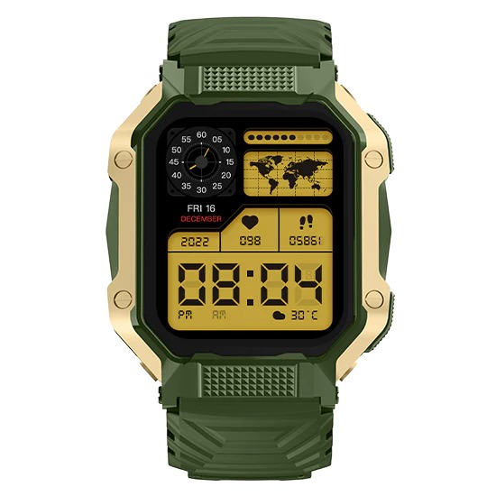 Fire-Boltt Shark 1.83'' Smartwatch with Rugged Outdoor Design, Bluetooth Calling Smartwatch  (Green Strap, Free Size) - GREEN, 1.83