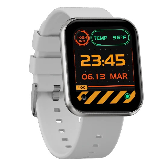 Fire-Boltt Celcius 1.91 inch HD 240*296 Borderless Display & Body Temperature Monitoring Smartwatch  (Grey Strap, Free Size) - white, 1.96