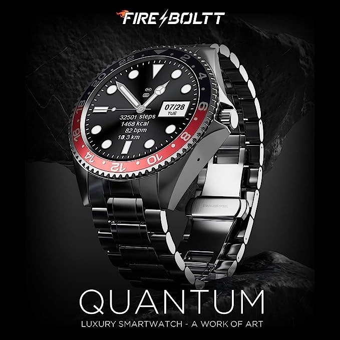 Fire-Boltt Quantum Luxury Stainless Steel Design - BLACK RED, 1.28