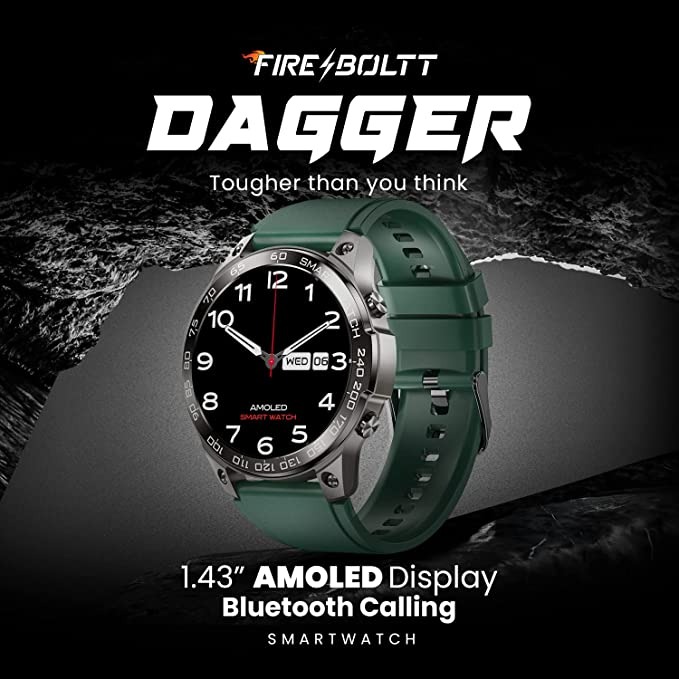 Fire-Boltt Dagger 1.43" AMOLED Display Smartwatch - green, 1.43