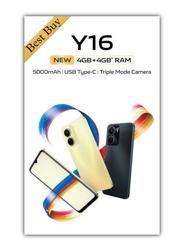 vivo Y16 (Stellar Black, 64 GB)  (4 GB RAM) - stellar black, 4GB-64GB