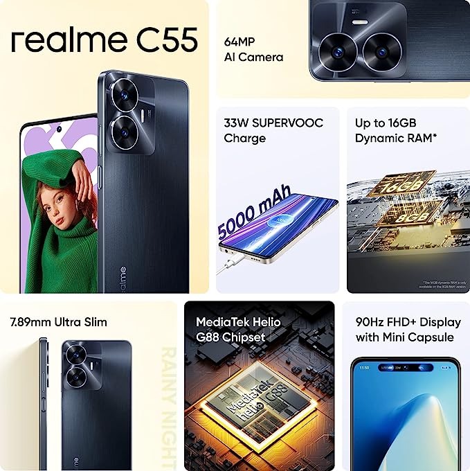 realme C55 (Rainy Night, 64 GB)  (4 GB RAM) - rainy night, 4GB-64GB