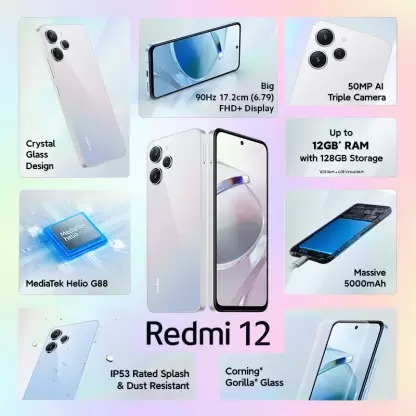 Xiaomi Redmi 12 5G (Moonstone Silver, 256 GB) (8 GB RAM) - Moonstone Silver, 8GB-256GB