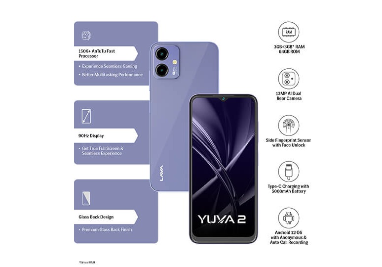 LAVA Yuva 2 (Green, 64 GB)  (3 GB RAM) - Lavender Purple, 3GB-64GB