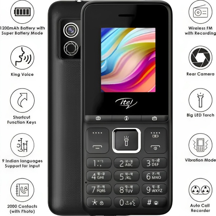  Itel it2175 (4.5cm Keypad Feature Phone - black