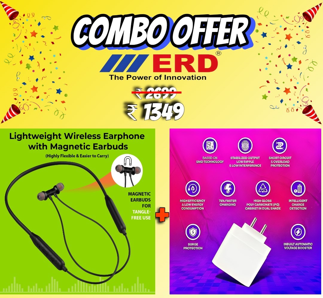 ERD wireless earphone and 65W universal charger