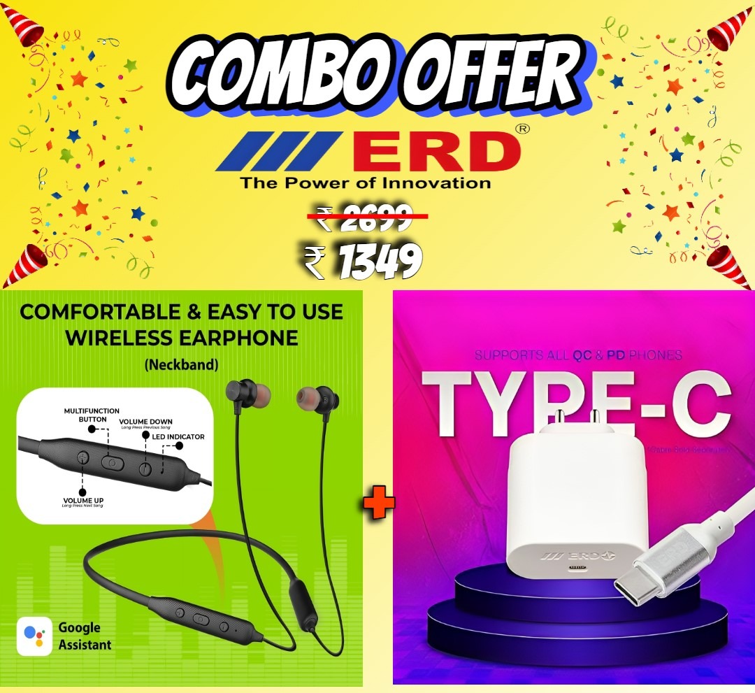 ERD wireless earphone and 65W universal charger