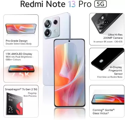 REDMI Note 13 Pro 5G (Coral Purple, 128 GB)  (8 GB RAM) - Purple, 8GB-128GB