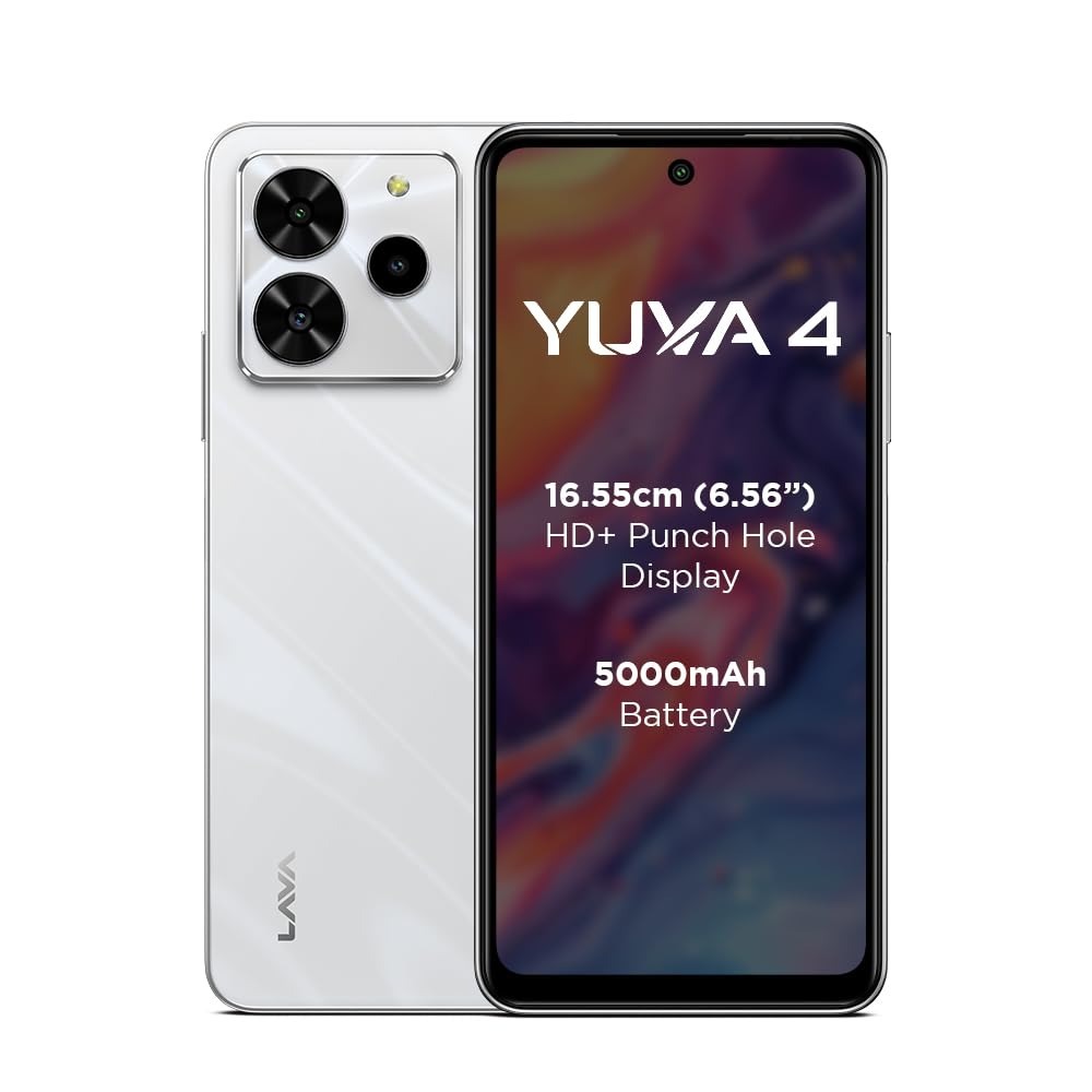 Lava Yuva 4 (Glossy White, 4 GB RAM, 64 GB Storage)