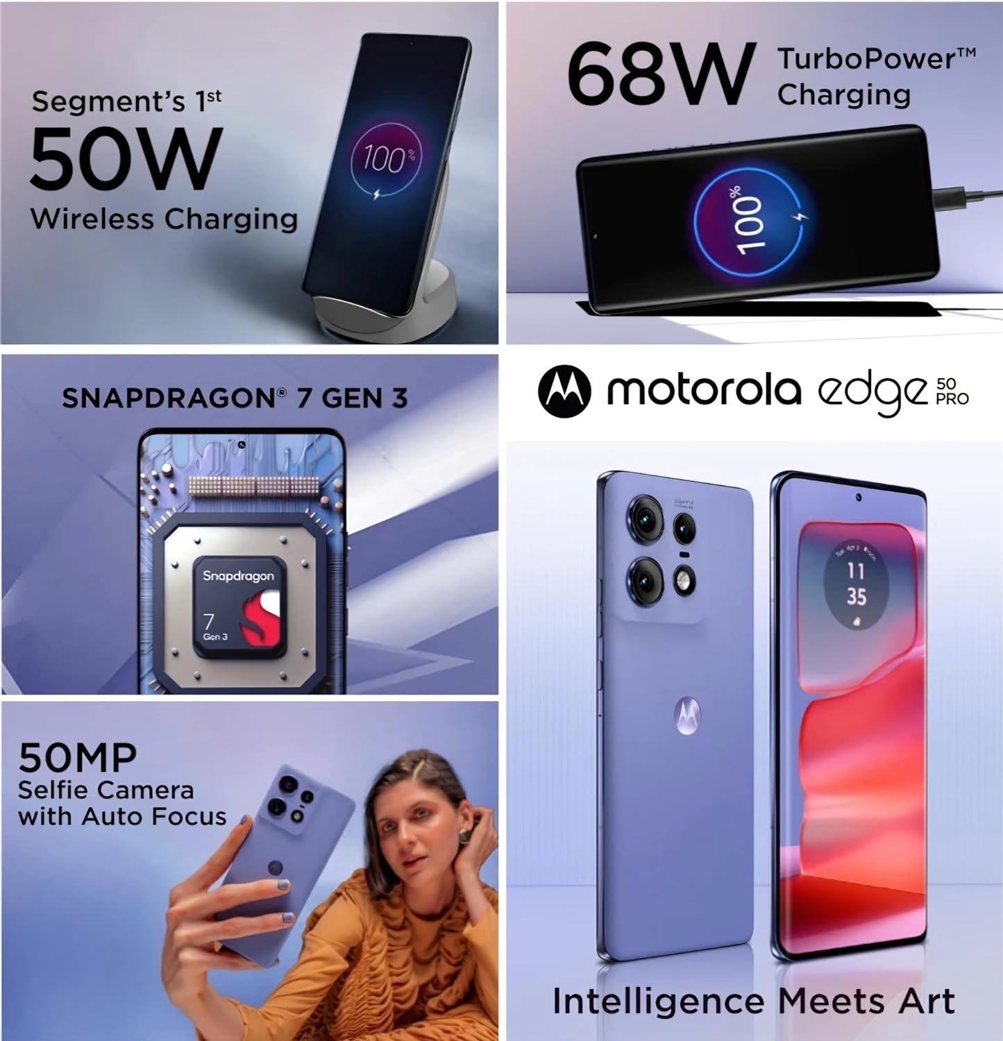 Motorola Edge 50 Pro 5G (Luxe Lavender, 256 GB)  (8 GB RAM) - Luxe Lavender, 8GB-256GB