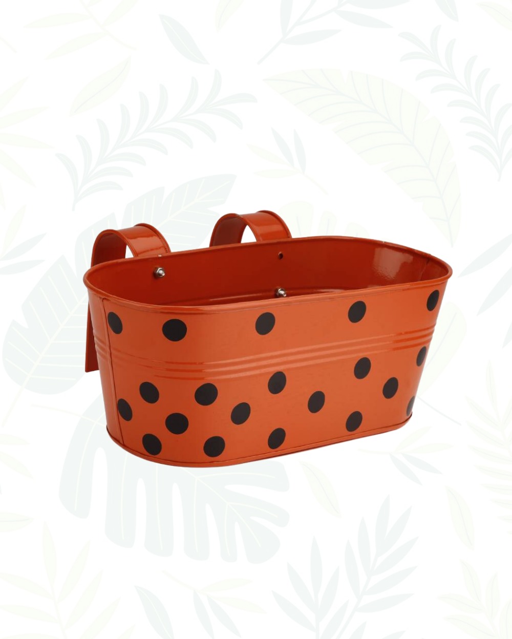 IRON OVAL RAILING PLANTER POLKA DOTS - ORANGE