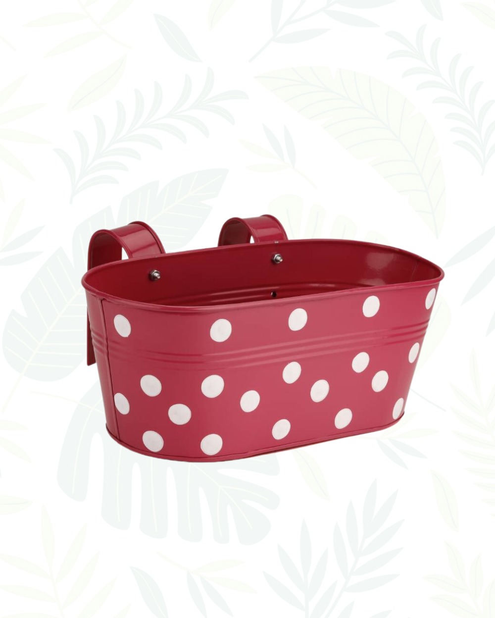 IRON OVAL RAILING PLANTER POLKA DOTS - PINK