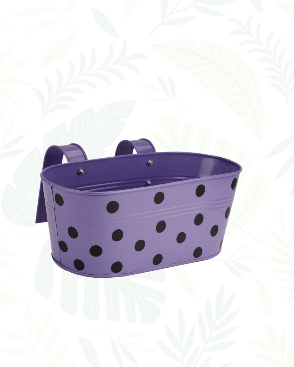 IRON OVAL RAILING PLANTER POLKA DOTS - PURPLE