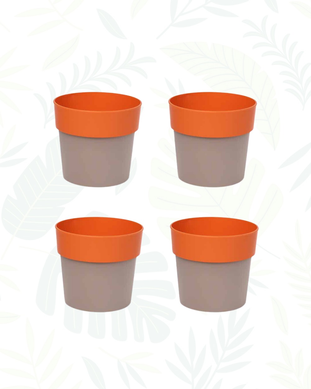 SET OF 4 ARTY ROUND PLANTERS 4 In - Orange & Mocca