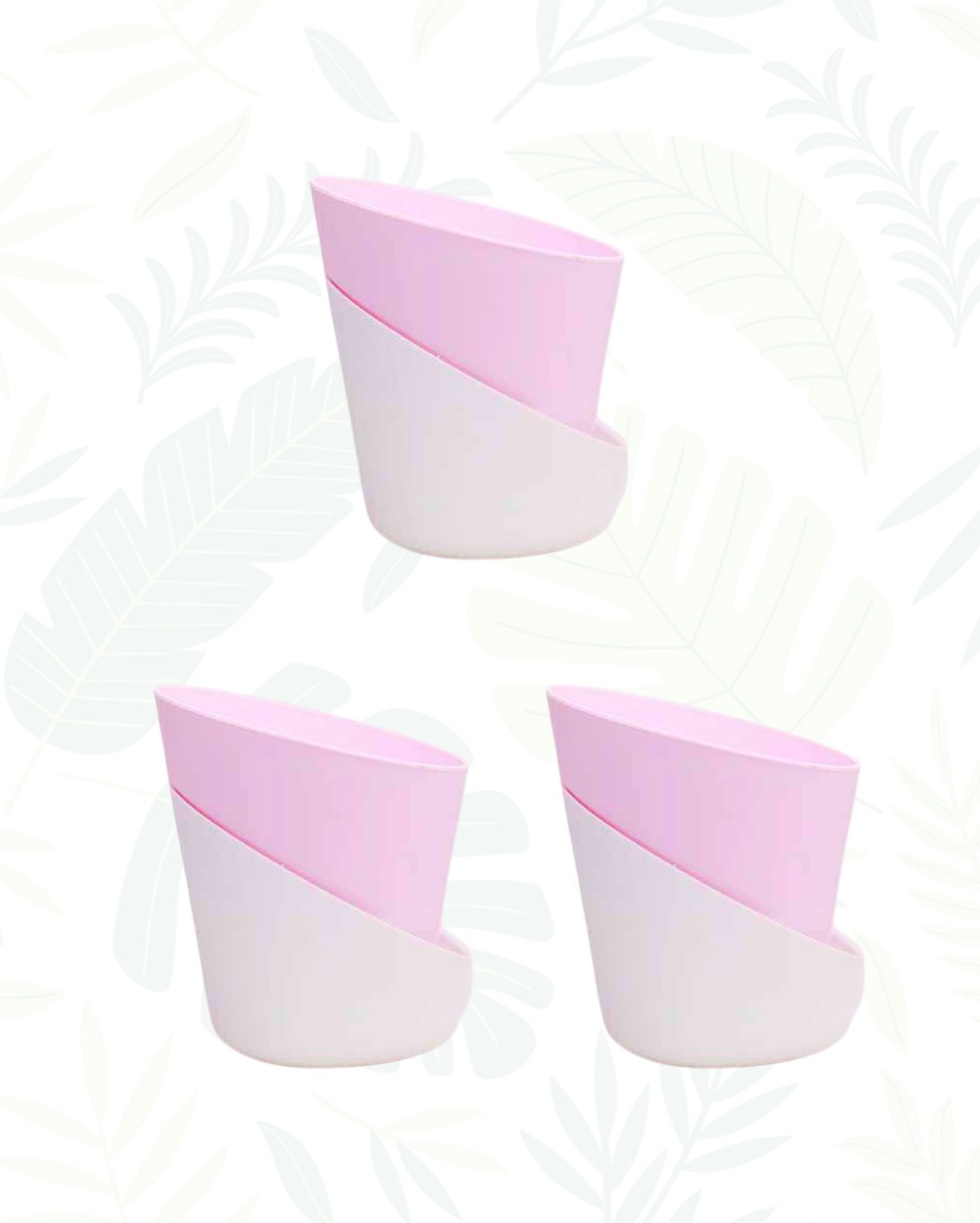 SET OF 3 SELF-WATERING ATLANTIS PLANTERS- 4 In - 4 Inch, Pastel Pink & White