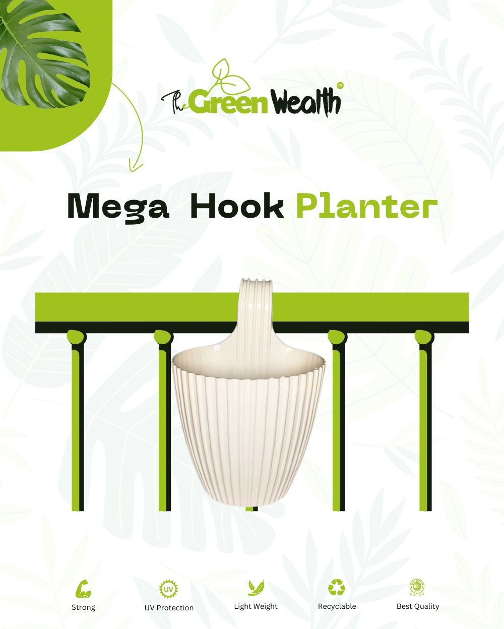 MEGA HOOK PLANTER - 7 Inch, White