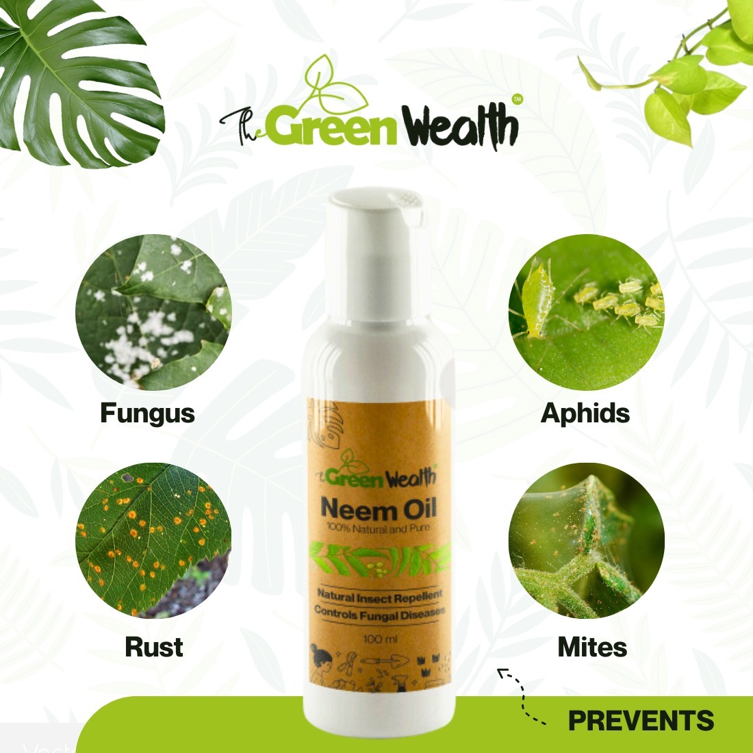 TheGreenWealth Neem Oil Natural Insect Repellent - 100 ML