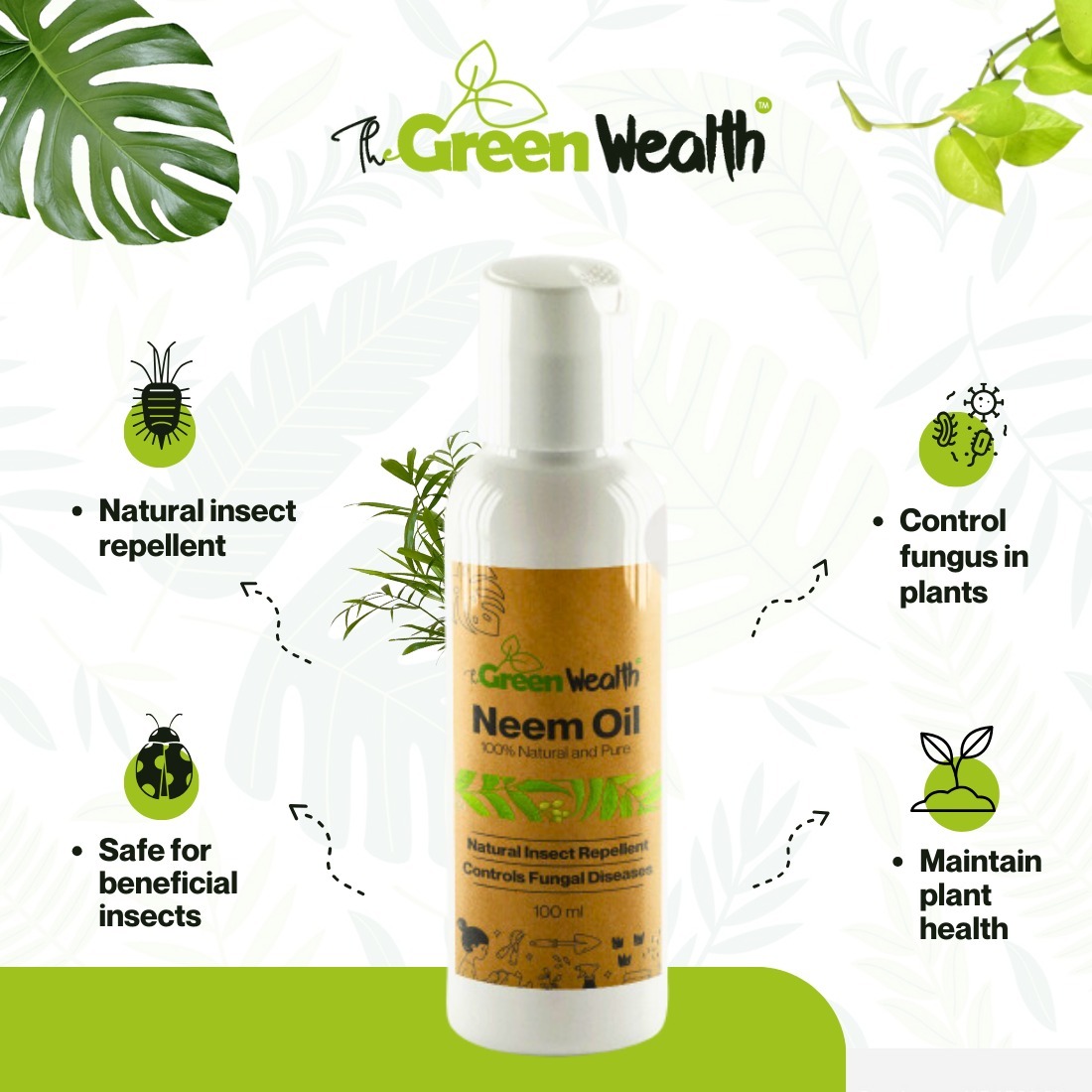 TheGreenWealth Neem Oil Natural Insect Repellent - 100 ML